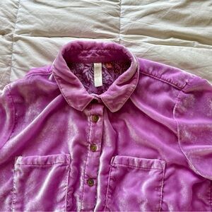 Pilcro for Anthropology Pink Velvet Shirt Women’s Size 8